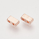 電気めっきガラスシードビーズ  2穴  長方形  ローズゴールドメッキ  4.5~5.5x2x2~2.5mm  穴：0.5~0.8mm&nbsp;SEED-S023-20B-07-2
