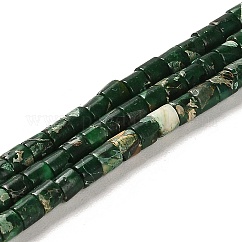 Synthetic Regalite/Imperial Jasper/Sea Sediment Jasper Beads Strands, Dyed Impression Jasper, Column, Dark Green, 4x4mm, Hole: 0.9mm, about 100pcs/strand, 15.94 inch(40.5cm)