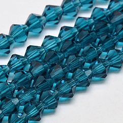 Imitate Austrian Crystal Bicone Glass Beads Strands, Grade AA, Faceted, Steel Blue, 4x4mm, Hole: 0.8~1mm, about 75~78pcs/strand, 28~29cm