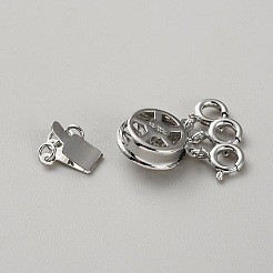 真鍮製ボックスクラスプ  1連  3穴  スプリングリングの留め金と  フラットラウンド  プラチナメッキ  6mm&nbsp;KK-WH20021-002C-P