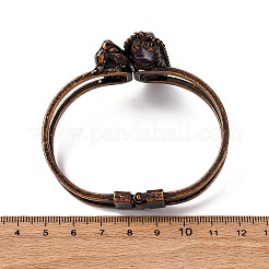 天然アメジストビーズバングル  女性用真鍮ヒンジ付きバングル  オーバル  1/2~1-3/4インチ（1.2~4.5cm）  内径：2-1/2x1-3/4インチ（6.3x4.4cm）&nbsp;G-B150-05R-04