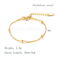 304 Stainless Steel Beaded Snake Chain Bracelets for Women&nbsp;AF2713-1