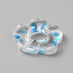 透明プラスチックビーズフレーム  水玉模様の花  ディープスカイブルー  19x20x4mm  穴：1.6mm&nbsp;KY-WH0045-26A-06