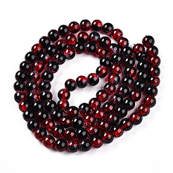 透明クラックルガラスビーズ連売り  ラウンド  ファイヤーブリック  7~7.5x8.2mm  穴：1.4mm  約102~108個/連  28.90~30.63''（73.4~77.8センチメートル）&nbsp;GLAA-T025-8mm-02G