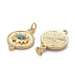 Brass Micro Pave Clear & Blue Cubic Zirconia Pendants&nbsp;ZIRC-Z011-29G