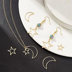 36個6スタイル304ステンレススチールリンクリング  スター＆ムーン  ゴールドカラー  13~25x10~21x1mm  6個/スタイル&nbsp;STAS-UN0031-83