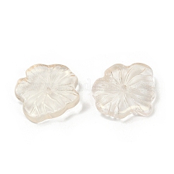 透明ガラスビーズ  蓮の葉  焼き付け塗料  湯通しアーモンド  20x19.5x4.5~5mm  穴：1.2mm&nbsp;DGLA-E004-02K