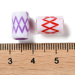 オペークアクリルヨーロピアンビーズ  クラフトスタイル  大穴ビーズ  菱形を持つ列  ミックスカラー  11.5x7.5mm  穴：5mm  約1500個/500g&nbsp;SACR-P031-15A