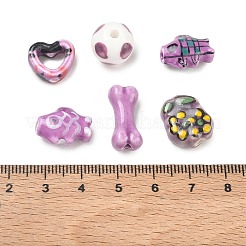 手作りの陶器ビーズ  混合形状  パープル  20x19x13mm  穴：2mm&nbsp;PR-NH0002-01A