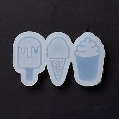 アイスクリームカップ＆アイスクリームコーン＆アイスキャンデーシリコンモールド  流砂型  レジン型  UVレジン用  エポキシ樹脂ジュエリー作り  ホワイト  60x102x13mm  内径：50x26~30mm&nbsp;DIY-C045-01