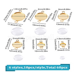 24PCS 6 Style 304 Stainless Steel Cabochon Connector Settings&nbsp;STAS-LP0002-06