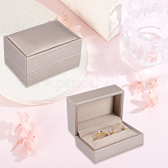 PUレザージュエリーカップルリング梱包箱  長方形  小麦  7.7x5.3x4.2cm&nbsp;CON-CL0001-27A
