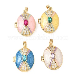 Brass Enamel Locket Pendants&nbsp;KK-F923-01G