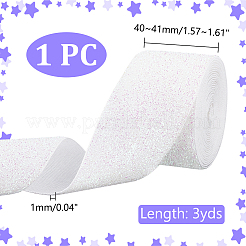 45ヤードの片面ベルベットリボン  フラットチンロンリボン  服飾材料  ホワイト  1-5/8インチ（41mm）&nbsp;OCOR-WH0046-90A