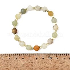 8MM Natural Butter Jade Round Beaded Stretch Bracelets with Synthetic Non-magnetic Hematite Beads&nbsp;BJEW-JB14365