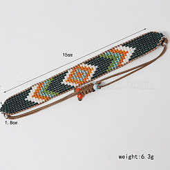 Bohemian Style Rhombus Pattern Glass Seed Beaded Braided Bead Bracelets&nbsp;WG1D303-02