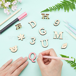 Pine Wood Alphabet Cabochons&nbsp;WOOD-GF0001-22