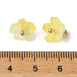 合金アクリルパーツ  花のチャーム  ゴールドカラー  きいろ  10.5x8mm  穴：2mm&nbsp;TACR-P016-01G-11