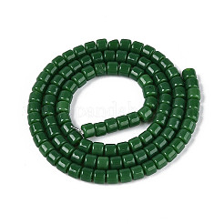 オペークソリッドカラーガラスビーズ連売り  コラム  グリーン  3.5x4~4.5mm  穴：0.7~0.9mm  約102~108個/連  14.17~14.96インチ（36~38cm）&nbsp;GLAA-N065-4x4mm-C09