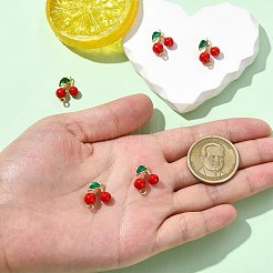 5Pcs Brass FireBrick Enamel Connector Charms&nbsp;KK-CJ0003-26A