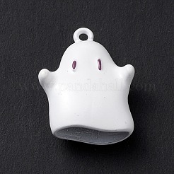 ハロウィンスプレー塗装合金ペンダント  ゴーストチャーム  ホワイト  21x17x8mm  穴：1.6mm&nbsp;PALLOY-R139-01A-01