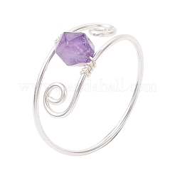 7Pcs Copper Wire Wrapped Gemstone Star Cut Round Bead Finger Rings for Women&nbsp;RJEW-JR00891-02