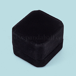 リング用ベルベットジュエリー収納ボックス  正方形  ブラック  5.4x4.9x4.3cm&nbsp;OBOX-WH20001-01A-03