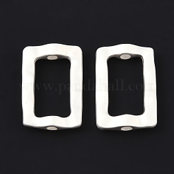 合金ビーズ  長方形  マットシルバーカラー  22x15x4.5mm  穴：3mm  16x9mm内径&nbsp;FIND-B038-21A-MS