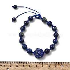 Adjustable Natural Lapis Lazuli Beads Braided Bead Bracelets for Women&nbsp;BJEW-L713-A04