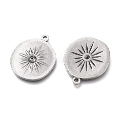 304ステンレスペンダント  スターとフラットラウンド  アンティークシルバー  28.5x24x2mm  穴：2mm&nbsp;STAS-F263-16AS