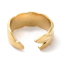 304 Stainless Steel Leaf Open Cuff Ring for Women&nbsp;RJEW-I098-07G