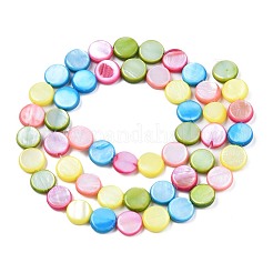 淡水シェルビーズ連売り  染め  フラットラウンド  カラフル  8x2.5~3.5mm  穴：0.8mm  約50~51個/連  15.35インチ〜15.75インチ（39cm〜40cm）&nbsp;SHEL-T009-B16-06