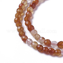 天然石赤瑪瑙ビーズ連売り  多面カット  ラウンド  3.5~4x4mm  穴：0.4mm  約98~105個/連  15.9~16.6インチ（40.4~42.2cm）&nbsp;G-F596-35-4mm