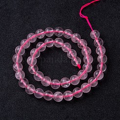 天然石ローズクォーツビーズ連売り  ラウンド  ピンク  8~9mm  穴：1mm  約46個/連  15.3インチ&nbsp;X-G-R173-8mm-04