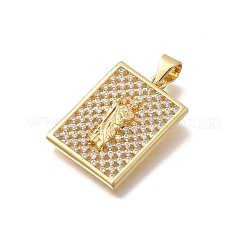 Brass Micro Pave Clear Cubic Zirconia Pendants&nbsp;KK-D431-085A-G