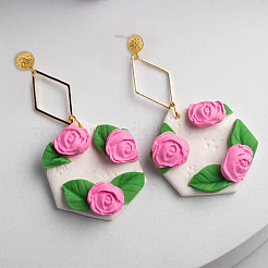 48Pcs 6 Style Half Round & Bowknot & Rectangle Alloy Stud Earring Findings&nbsp;FIND-DC0003-22