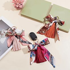 3個 3色 PUイミテーションレザータッセルキーホルダー  合金キーリングとちょう結びリボン付き  ミックスカラー  17.5cm  1pc /カラー&nbsp;KEYC-CA0001-30