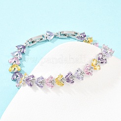 Platinum Tone Brass Micro Pave Cubic Zirconia Tennis Bracelets&nbsp;BJEW-B160-13P
