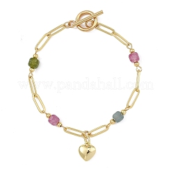 Brass Heart Charm Bracelets&nbsp;BJEW-JB13880