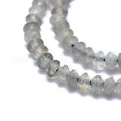 天然石ラブラドライトビーズ連売り  多面カット  ロンデル  2.5~3.5x1.5mm  穴：0.6mm  約90個/連  15.35（39センチメートル）&nbsp;G-I249-D17