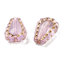メッキクリアアクリルビーズ  ゴールドライン入り  ティアドロップ  淡いバイオレットレッド  17x12x6mm  穴：1.8mm  750個/ 500g&nbsp;OACR-B013-24B