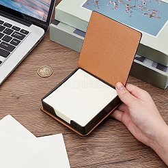 PUレザーとプラスチックのメモパッドホルダー  メモ収納ボックス  メモ160枚付き  オフィス＆スクール用品  正方形  ブラック  102x106x28mm&nbsp;AJEW-CL0003-61A