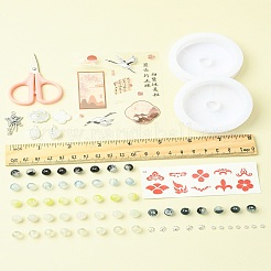 DIY ランプワーク ビーズ ブレスレット 作成キット  アクリル収納ボックス付き  はさみ  伸縮性のある糸  ミックスカラー  17~31x12~18.5x3~7mm  穴：2~2.5mm&nbsp;DIY-FZC0001-01C