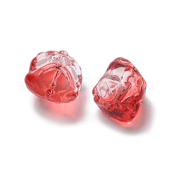 ベーキングペイント透明ガラスビーズ  グラデーションカラー  ライオン  レッド  11.5x11x9.5mm  穴：1.2mm&nbsp;GLAA-C035-01D