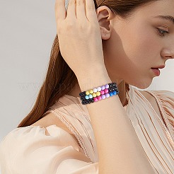 女性用アクリルラウンドビーズストレッチブレスレット  ライラック  内径：2-1/8インチ（5.3cm）&nbsp;BJEW-SW00066-01