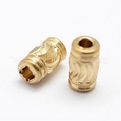 真鍮製筋入りビーズ  ニッケルフリー  コラム  生（メッキなし）  5x3mm  穴：1.5mm&nbsp;KK-P095-31