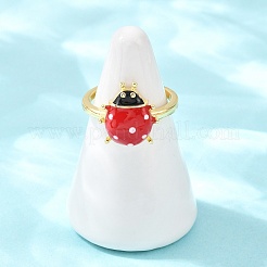Adjustable Brass Enamel Cuff Rings for Women&nbsp;RJEW-B153-04G