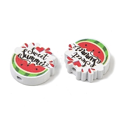 印刷されたシマウッドビーズ  「甘い夏」という言葉が入ったスイカ  スプレー式塗料  レッド  19x20x6mm  穴：2mm&nbsp;WD-CBA91F0-08