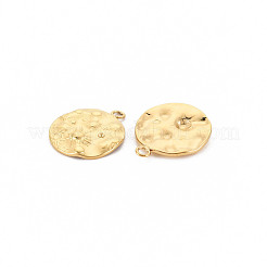 イオンプレーティング（IP）304ステンレスペンダント  フラットラウンド  14KGP本金メッキ  18x15x2mm  穴：1.8mm&nbsp;LS-STAS-N097-147LG