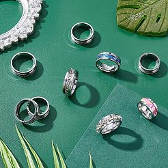 21Pcs 7 Size 201 Stainless Steel Grooved Finger Ring for Women&nbsp;RJEW-DC0001-08